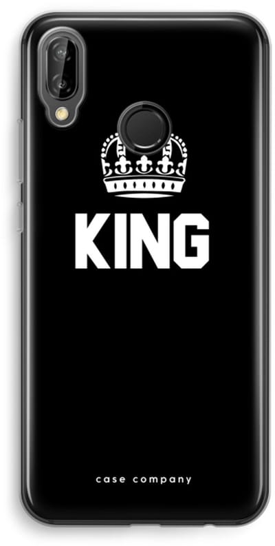 Case Company® - Hoesje geschikt voor Huawei P20 Lite hoesje - King zwart - Soft Cover Telefoonhoesje - Bescherming aan alle Kanten en Schermrand