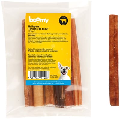 Boomy - Bullepees 15cm - Hondensnoepjes - Natuurlijke hondensnacks – Kauwstaaf hond - Stevige kauwsnacks voor honden – 125g