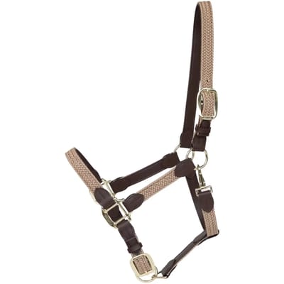 Kentucky Horsewear - Gevlochten Nylon halster beige cob