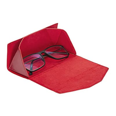 Vouwbare Leren Brilcase met Magnetische Sluiting - Geschikt voor Iedereen - Rood
