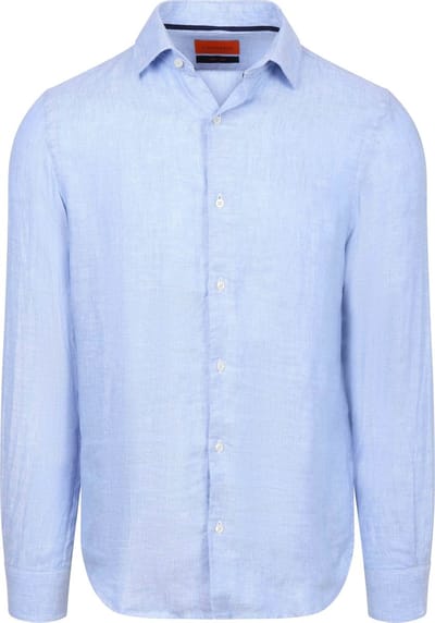 Suitable Overhemd Linnen Mid Blue - Maat 39 - Heren - Overhemden Formeel