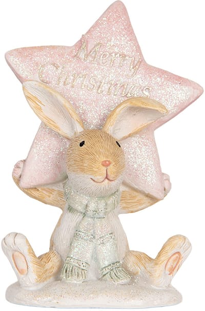 Clayre & Eef Decoratie Beeld Konijn 8x5x11 cm Bruin Kunststof