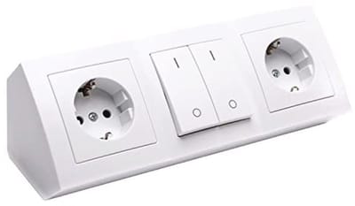 Hoekstopcontact met 2-voudig Schuko-stopcontact en 2 schakelaars voor opbouwmontage