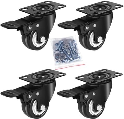 Zwenkwielen 50 mm met Rem - Transportwielen voor Meubels en Apparatuur tot 200 kg