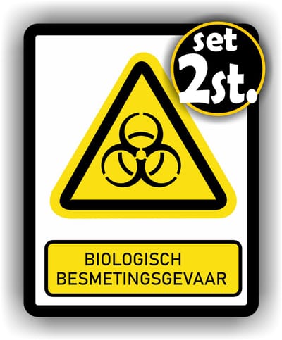 Jerma - Biologisch besmettingsgevaar - ISO norm - Sticker - Set 2 st - 14 x 18 cm - Weerbestendig -