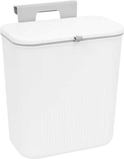 Afvalbakje aanrecht met deksel - 9 liter - Keuken compostbak - Compostemmer gft - Groenafval afvalbak - Afvalemmer - Wit