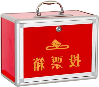Stembus met gleuf - Donatiebox slot - Suggesties verzamelen - Afsluitbaar aluminium ontwerp - 34 cm breed - Rood
