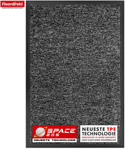 Floordirekt Vuilvangmat Space 205 - Antraciet 60 x 90 cm - Antislipmat met Innovatieve TPE-Technologie in de Rand & Achterkant - Ideaal voor Entrees, Gangen & Voordeuren