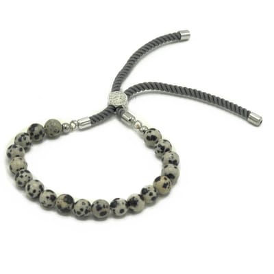 925 Zilveren Edelsteen Houtskool Armband - Dalmatische Jaspis
