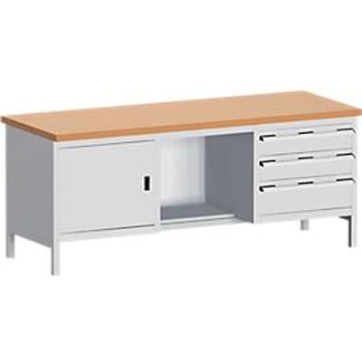 Werkbank met kast 2078-2.8, lichtgrijs