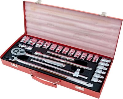 Bandenreparatieset - Gereedschapskist - Noodgevallen Onderweg - Chroom-Vanadium Staal - 24 Delig - Rood