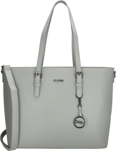 Charm London Birmingham Hand & Schoudertas Shopper 15,6 inch Laptopvak Ideale School Werk Business Tas - Tote Bag - Dames Tas - Lichtgrijs