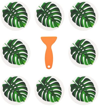 Dailygoods- Antislip Stickers - 8 Stuks - Bladmotief - Diameter 15 cm - Duurzaam - Voor Badkamer/Keuken - Voorkomt Uitglijden