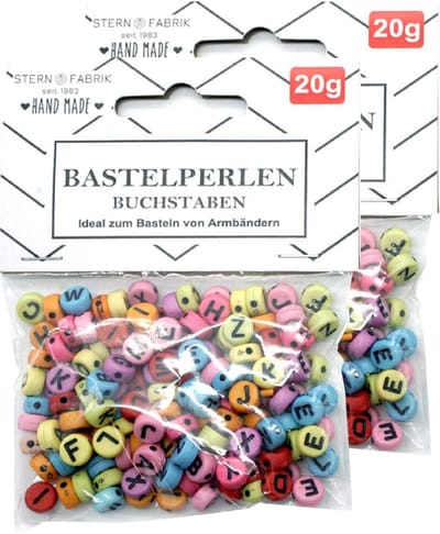 Stern Fabric Letterkralen - 320x - gekleurd - 6 mm - kunststof - alfabet knutselkralen