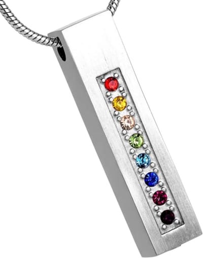 Aramat Jewels | Gedenkhangers | Stalen Buis Crematiehanger Multi-Zirkonia – 34mm Zilverkleurig Gedenksieraad | | | |8mm | Staal | Volwassenen | Verkleurd niet