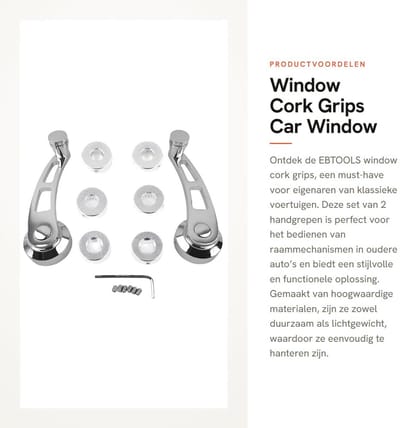 Dailygoody Window Cork Grips - Car Window Handle Winder - Duurzaam
