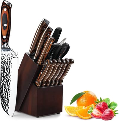 ApexArte® Messenset met Blok - Messensets met Messenblok - Koksmes - Keukenmessen Set - Super Scherp