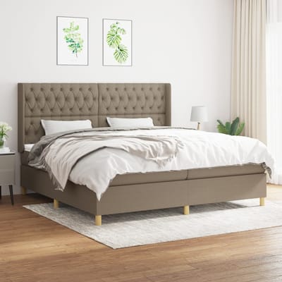 vidaXL - Boxspring - met - matras - stof - taupe - 200x200 - cm