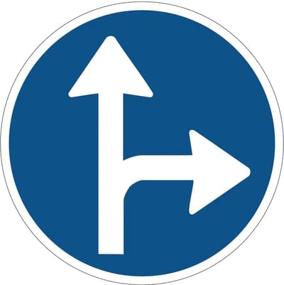 Verplichte rijrichting bord - D6R | gecoat dibond materiaal | 10 cm