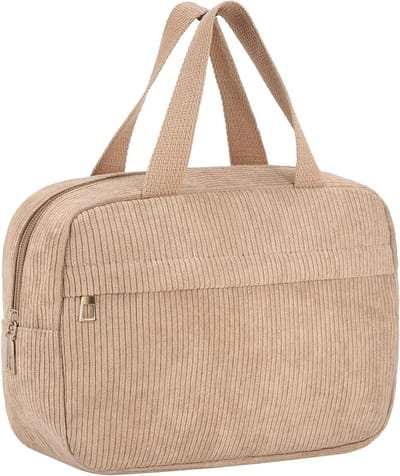 NTHProducts - Toilettas - Makeup Bag - Elegant en stijlvol - Khaki - Reistas - Perfect voor vrouwen - Corduroy model