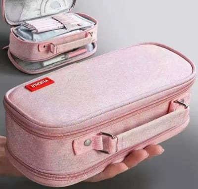 Akyol - Roze etui - etui voor meisjes - etui zonder inhoud - etui voor de middelbare school - etui voor pennen en potloden - etui met verschillende vakken