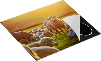 Chefcare Inductie Beschermer Kudde Schapen bij Zonsondergang - 60x50 cm - Afdekplaat Inductie - Kookplaat Beschermer - Inductie Mat