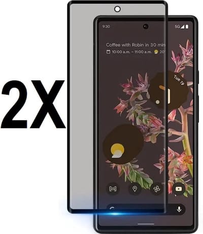 Screenz® - PRIVACY Screenprotector geschikt voor Google Pixel 8 - Tempered glass Screen protector geschikt voor Google Pixel 8 - Beschermglas - Glasplaatje transparant - 2 stuks