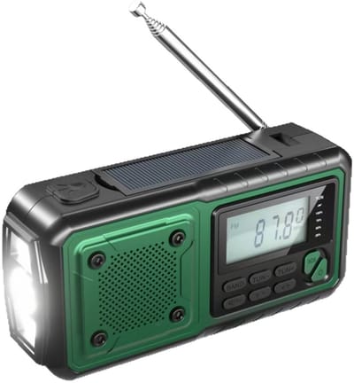 Handbediende noodradio - Weerradio - 4000 mAh - Emergency Radio - Draagbare NoodRadio - Op zonne-energie werkende, - handbediende noodradio,AM/FM weeralarmradio - SOS-alarm - Zaklamp en leeslamp - Geschikt voor overleving binnen en buiten