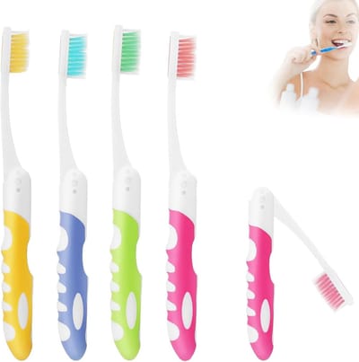 Reis Tandenborstel Set - Opvouwbare Borstels - Hygiënisch Tandenpoetsen - Compact Opvouwbaar Ontwerp - 4 Stuks - Multicolor