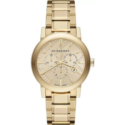 Burberry BU9753 Horloge met gouden wijzerplaat en chronograaf voor heren - Luxe uurwerk