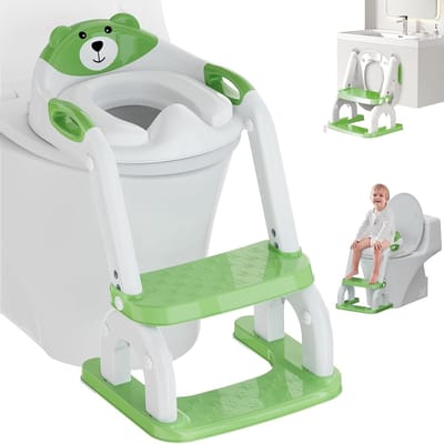Vouwbare Toiletverkleiner voor Kinderen met Trappen, Hoogte Verstelbare Antislip WC-bril, Geschikt voor V-vormige en O-vormige Toiletten, Ideaal voor Zindelijkheidstraining en Reizen, Voor Kinderen van 1-6 Jaar