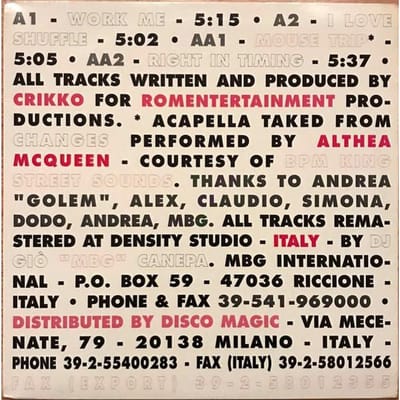 12-inch Plaat ROMENTERTAINMENT - Shuffle EP RM03 ROMENTERTAINMEN 1993 Italië Dans & Electronica Gebruikt black