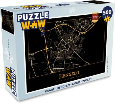 Puzzel Kaart - Hengelo - Goud - Zwart - Legpuzzel - Puzzel 500 stukjes