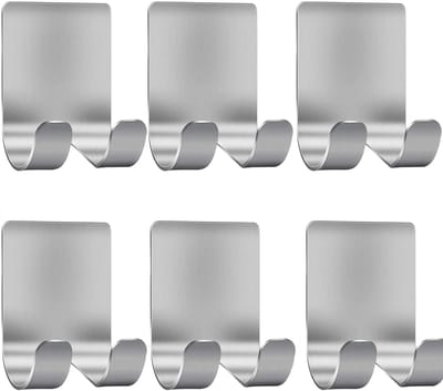 6 stuks - haken - 304 roestvrij staal - scheermeshouder - boren niet nodig - handmatige zelfklevende haken voor scheermesjes - opberghaken met zelfklevende tape - zilver