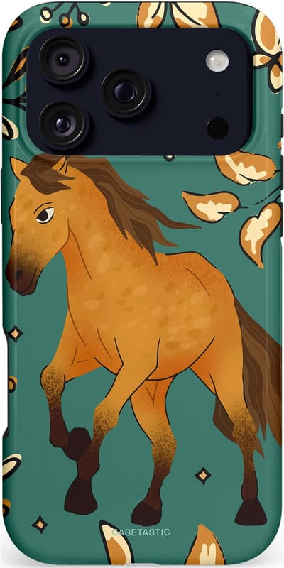Casetastic hoesje geschikt voor Apple iPhone 17 Pro Max - MagSafe - Dubbellaagse bescherming - Groene bruine Paarden elegantie - Paris - Fashion Case - Petrol Donkergrijs Bruin Okergeel