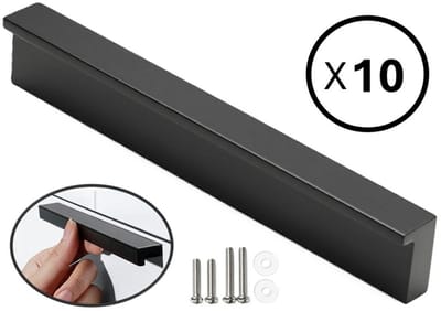 10 X MSQDESIGN Handgrepen zwart - Handgreep 128mm zwart -10 stuks- Handgrepen kast - Meubelgrepen - Keukengreep zwart -Kastgrepen- Handgrepen keukenkastjes - Meubelgreep - Handgrepen voor deurtjes - handgreep zwart-Deurgreep- ladegreep-incl schroeven