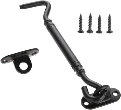 Raamhaken Set - Ooggrendels Deurbeslag - Extra Beveiliging - Eenvoudige Installatie - 4 Stuks 15 Cm - Zwart