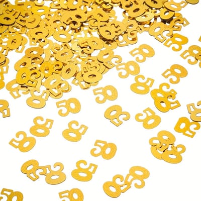 Gouden 50 Confetti, Nummer 50 Tafelstrooisel, Decoraties Voor 50e Verjaardagsfeest Viering, 50 Jubileum Decor 1 Pack yellow