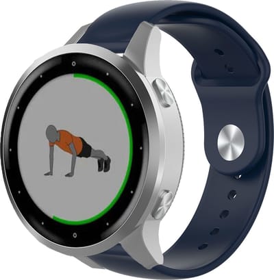 Siliconen bandje geschikt voor Garmin Vivoactive 4s / Garmin Vivomove 3s / Garmin Venu 2s bandje - Sport bandje met druksluiting - Blauw / Donkerblauw
