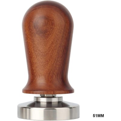Espresso Tamper Roestvrijstalen koffietamper met platte voet Houten handvat Pers voor espresso 51MM bruin