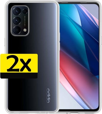 Hoesje - 2 Stuks - Geschikt voor OPPO Find X3 Lite - Sterk & Shockproof - Case Siliconen - Back Cover - Telefoon Hoes - Telefoonhoesjes - Transparant