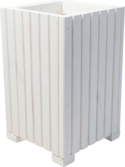 Houten bloembak | Plantenbak | Bloempot 40 x 25 x 25 cm | Kruidenpot | Bloempot met kunststof inzetstuk | Waterdicht | Wit