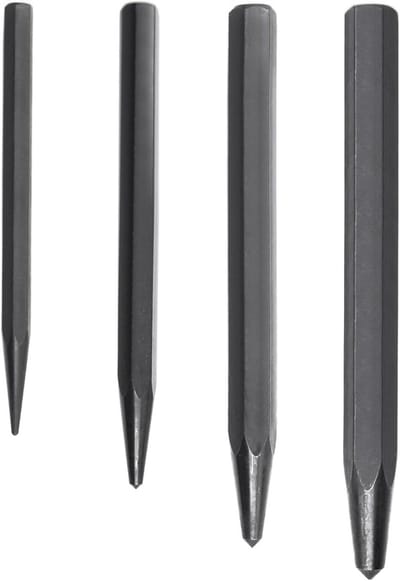 62215 Center Punch Kit, 4-delige center punch tool set voor metaal