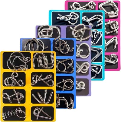 Metalen Puzzels - Draadspel Combinatie - Hersentraining Logica - Roestbestendig Materiaal - 19.5 x 16.2 cm - As Afgebeeld