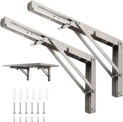 Zware Opvouwbare Planksteunen RVS - 30.5 cm Inklapbare Wandbeugel