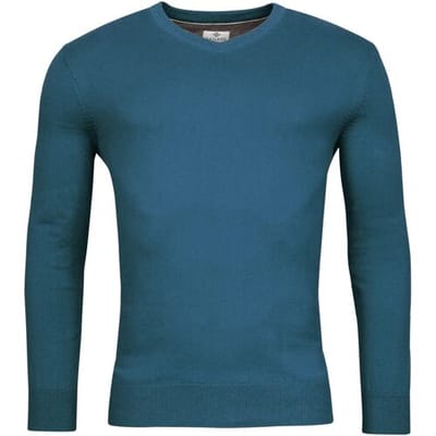 Baileys Trui V-Neck Cotton Cashmere Single Knit Raf Blue / male