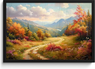 Poster in lijst - Fotolijst 60x40 cm - Posters - Landschap - Illustratie - Natuur - Posterlijst zwart - Decoratie - Wanddecoratie woonkamer - Muurdecoratie slaapkamer