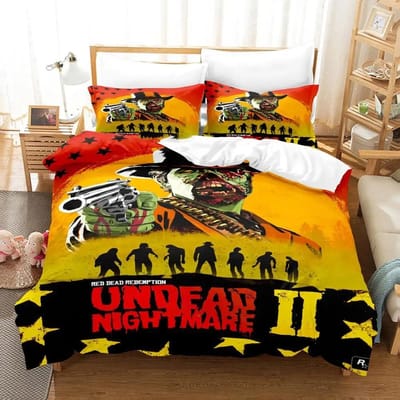 3D Print Game Red Dead Redemption 2_3 stuks Beddengoedsets Dekbedovertrekset met Kussensloop Eenpersoons Volledig Queen King Bedkleding Bedlinnen EU Twin 135x200cm