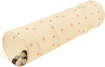 Selonis Jongens En Meisjes Speeltunnel met 200 ballen - Opvouwbare Constructie Met Metalen Strengen Draagtas - Stimuleert Kruipen Coördinatie Binnen En Buiten - Lichtbeige: Pastelbeige/Groengrijs/Pastelgeel/Bruin