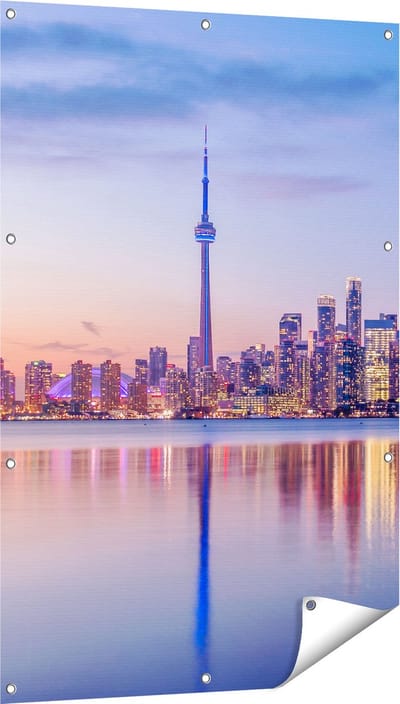 Gards Tuinposter Toronto Skyline in Canada - 80x120 cm - Tuindoek - Tuindecoratie - Wanddecoratie buiten - Tuinschilderij